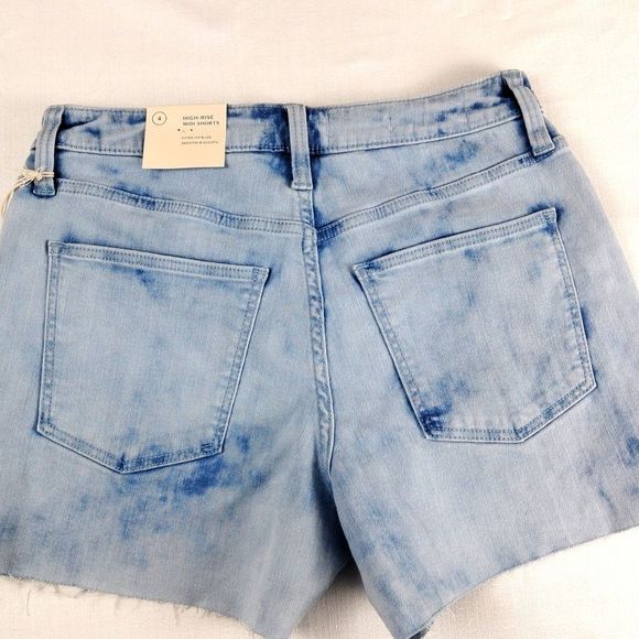 Universal Thread High Rise Acid Wash Frayed Hem Denim Shorts New Size 4 - Picture 5 of 11
